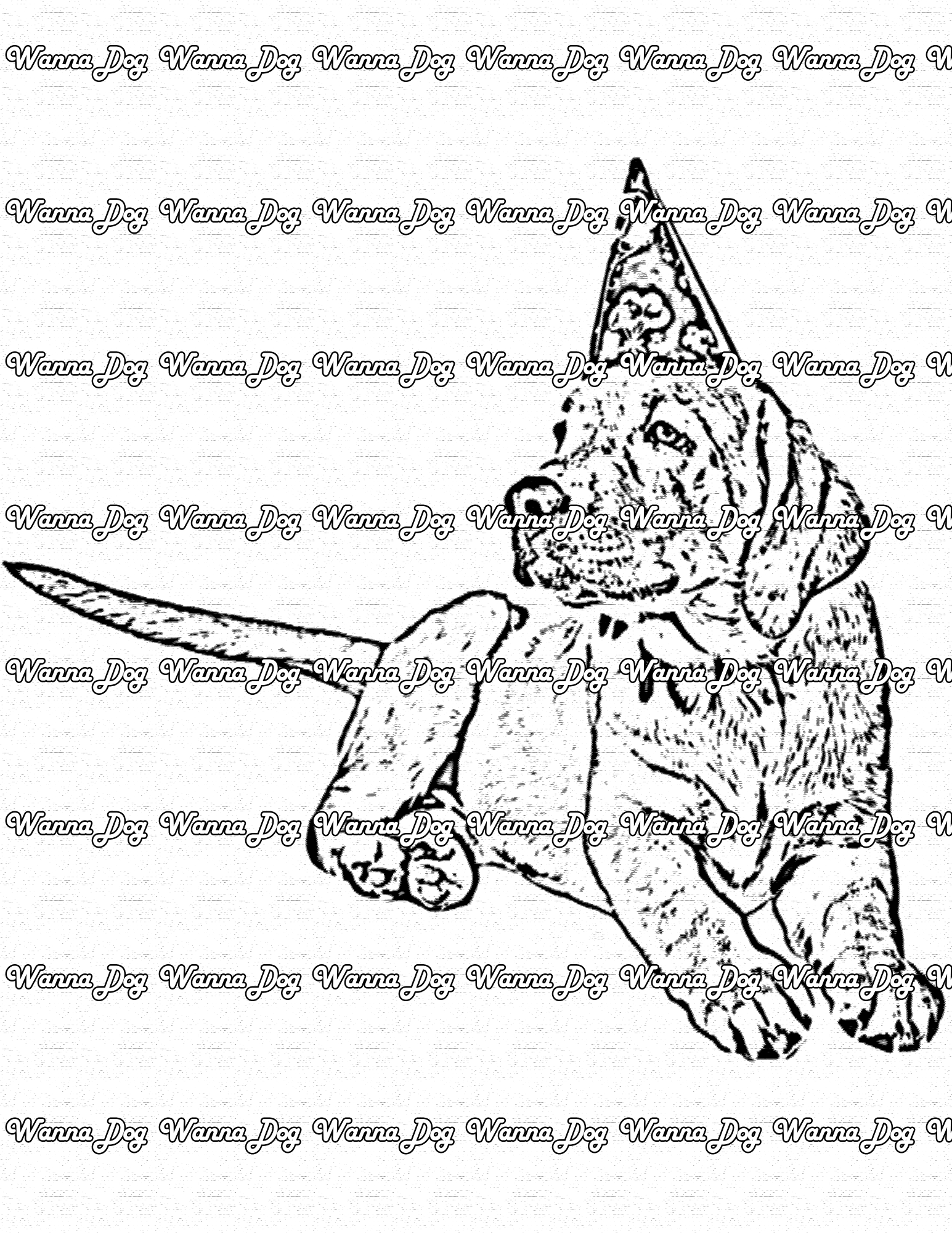 Labrador Coloring Page of a Labrador with a birthday hat