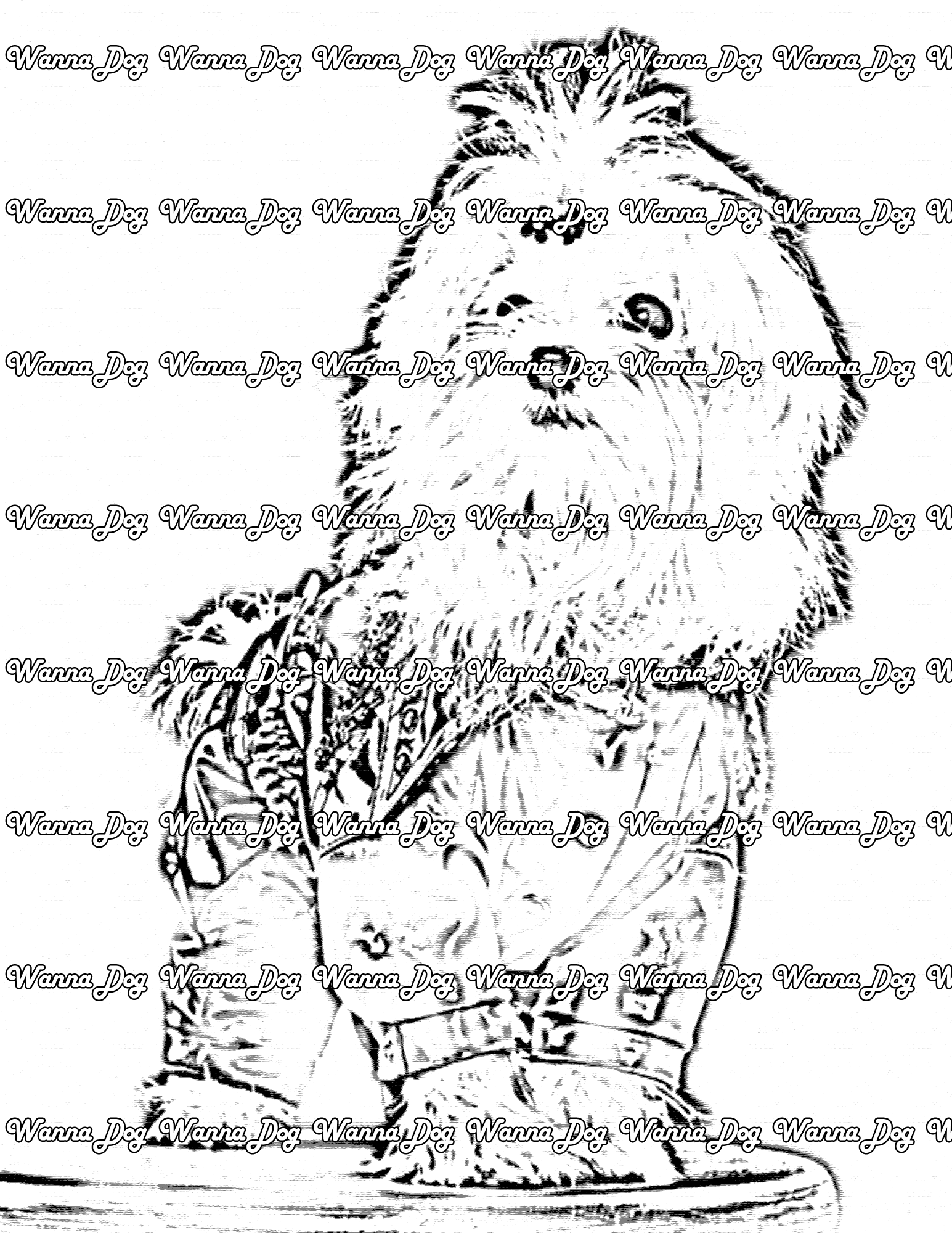 Maltese Coloring Page of a Maltese wearing Michael Jackson clothing