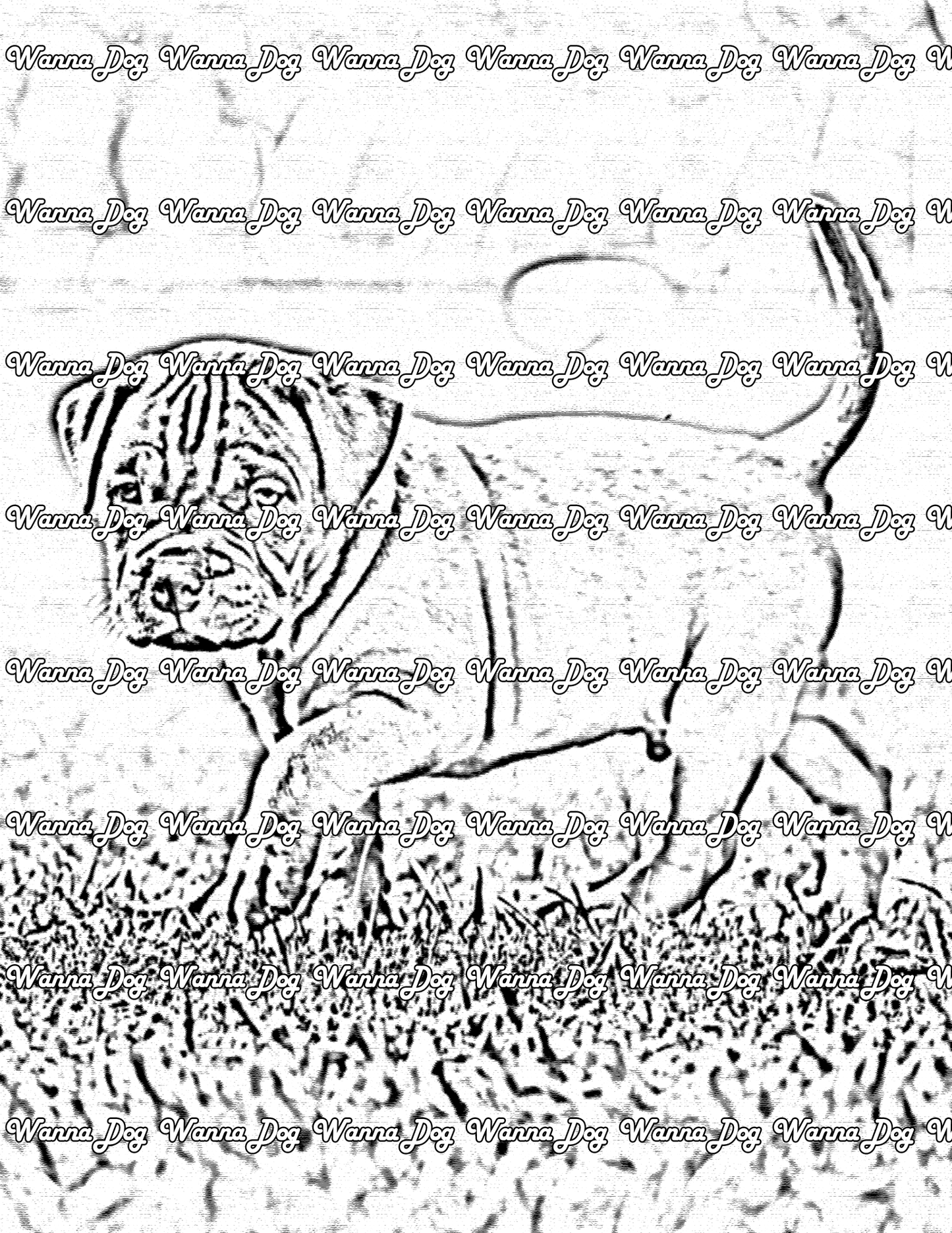 Pitbull Puppy Coloring Page of a Pitbull Puppy playing in grass