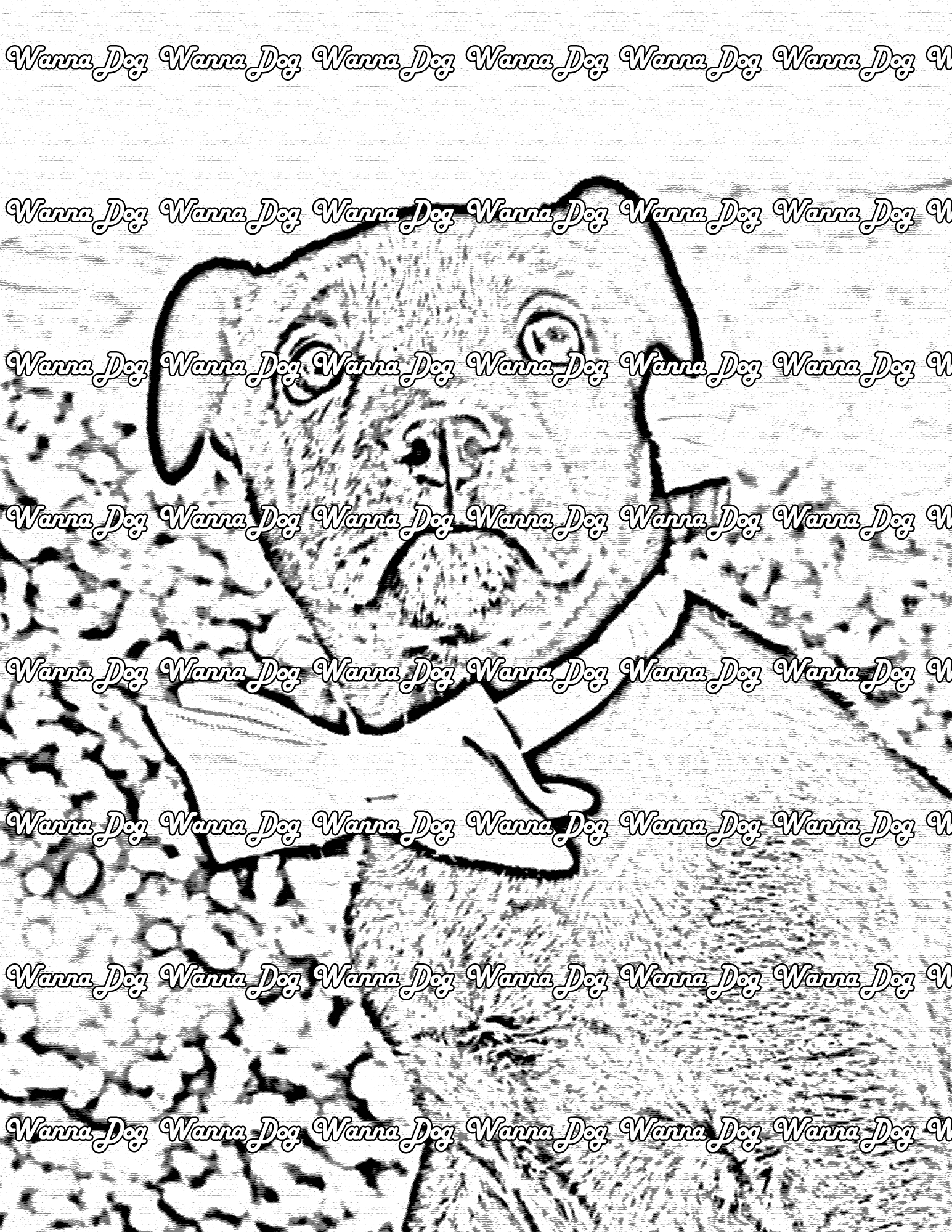 Pitbull Puppy Coloring Page of a Pitbull Puppy wearing a bowtie