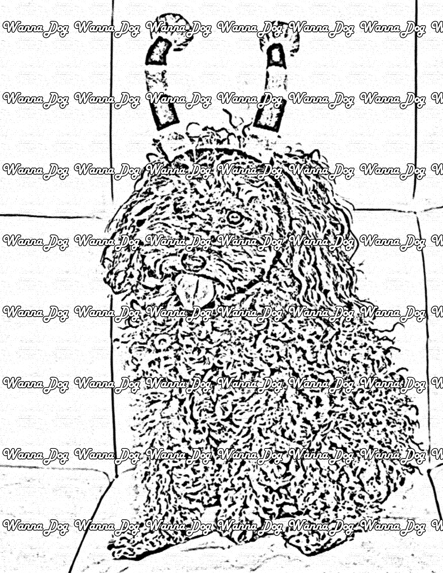 Poodle Coloring Page of a Poodle with a bee costume