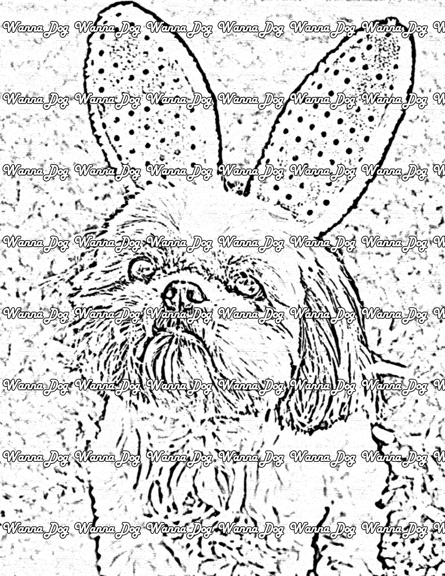 Poodle Coloring Page of a Poodle wearing bunny ears