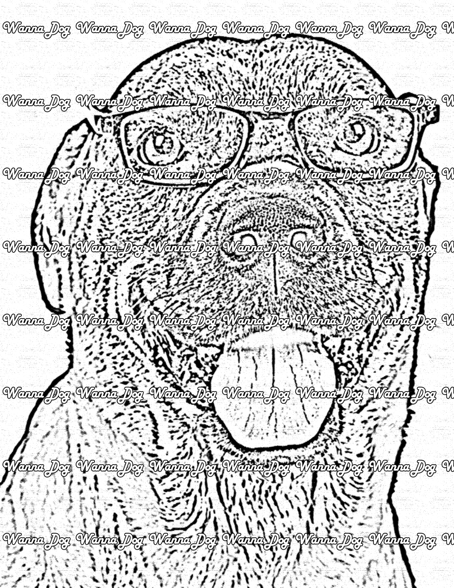 Rottweiler Coloring Page of a Rottweiler wearing glasses