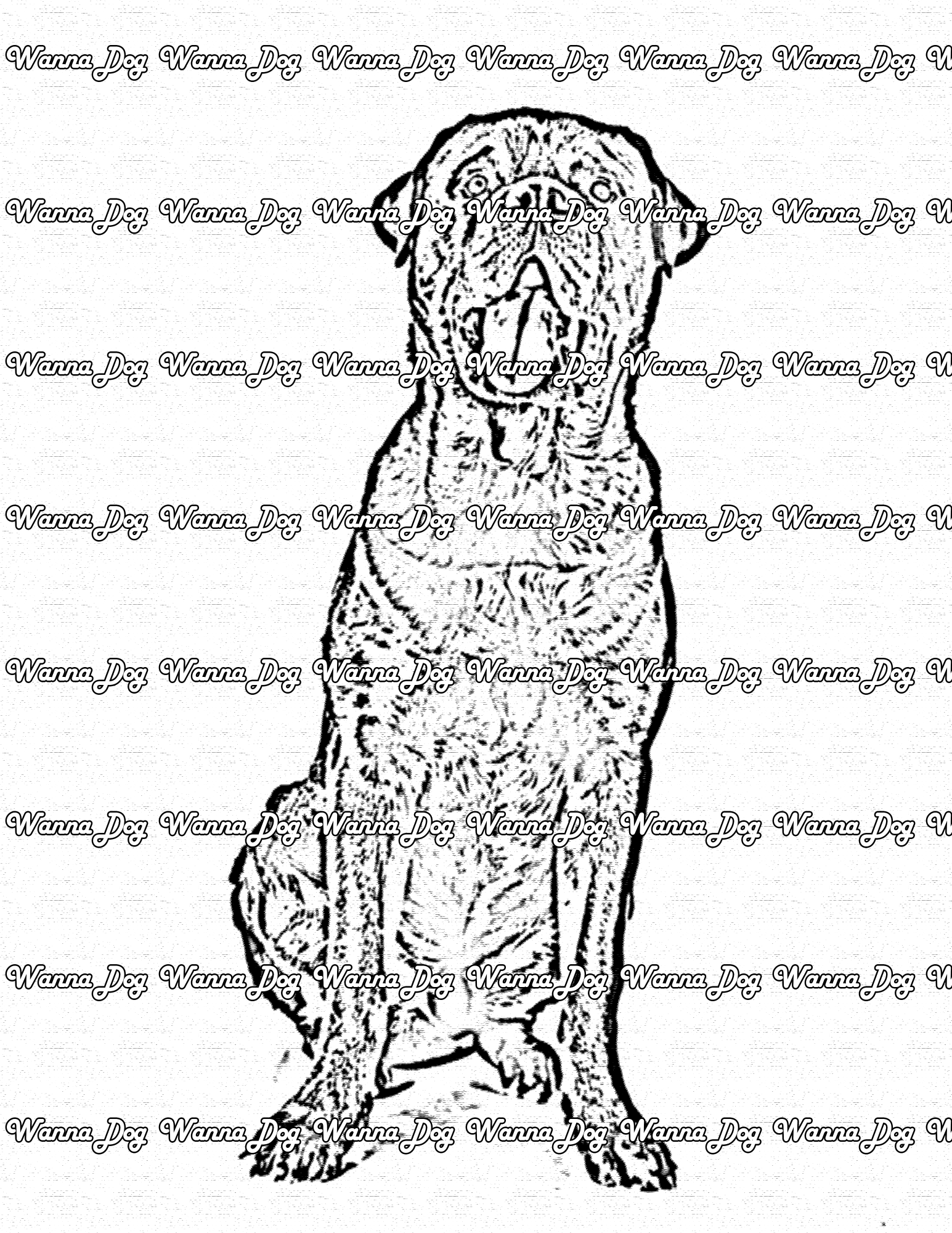 Rottweiler Coloring Page of a Rottweiler with their tongue out and posing