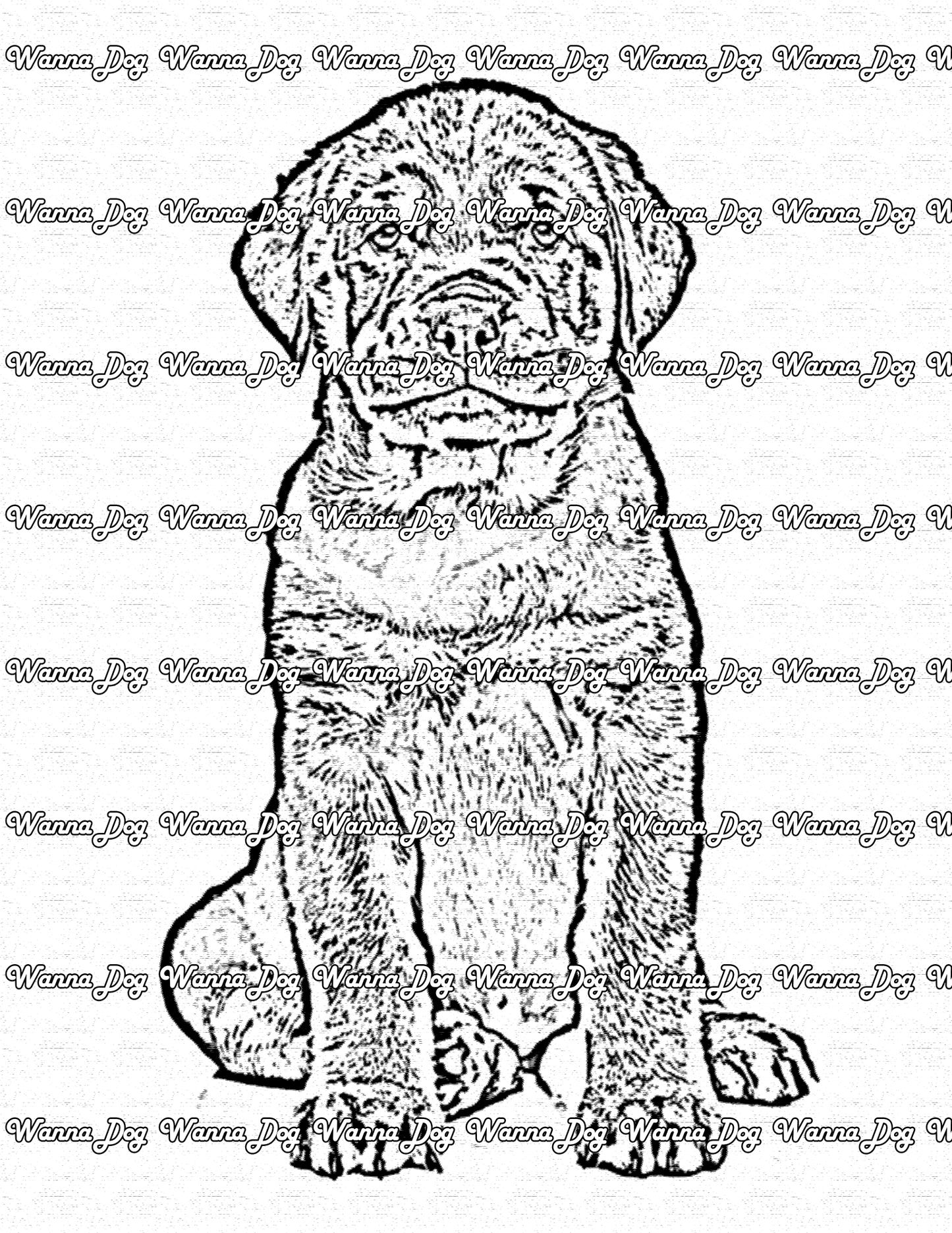 Rottweiler Coloring Page of a Rottweiler puppy sitting