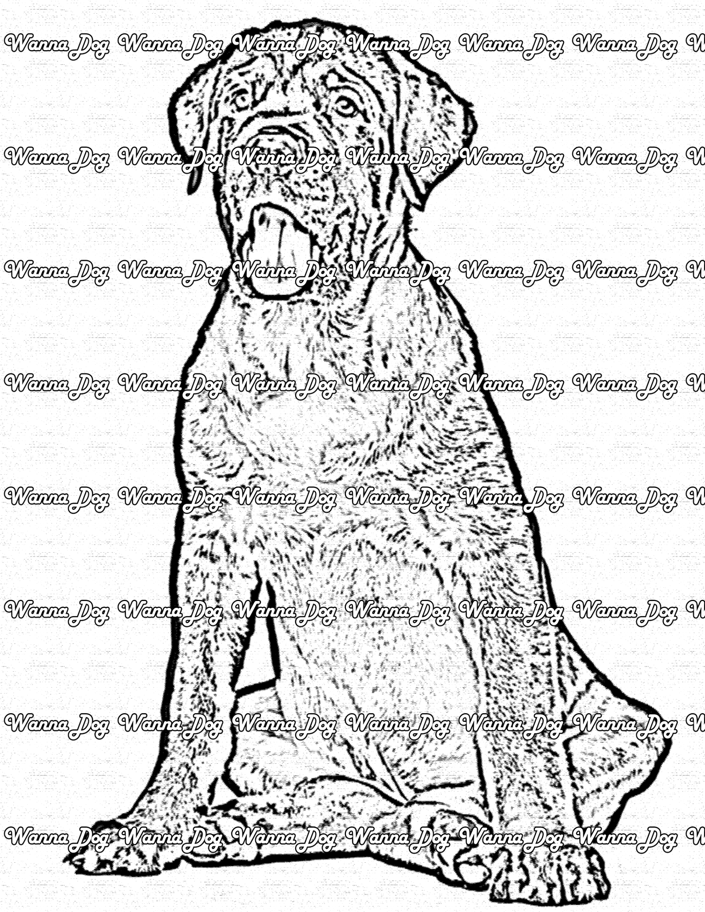 Rottweiler Coloring Page of a Rottweiler sitting with their tongue out