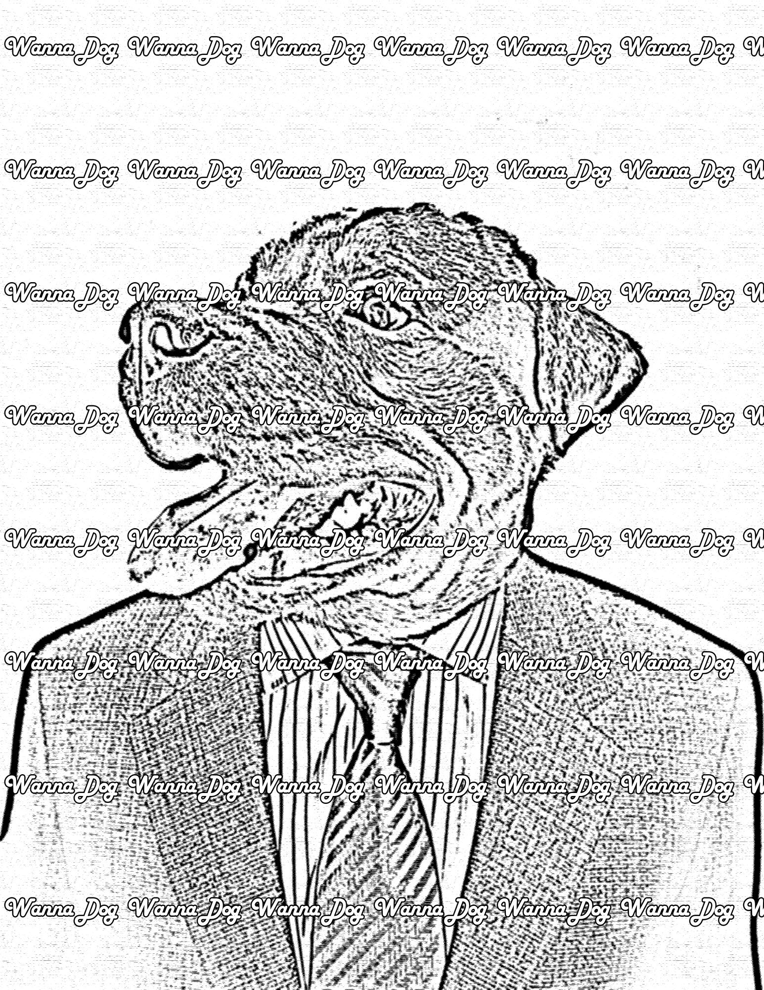Rottweiler Coloring Page of a Rottweiler with a suit and tie