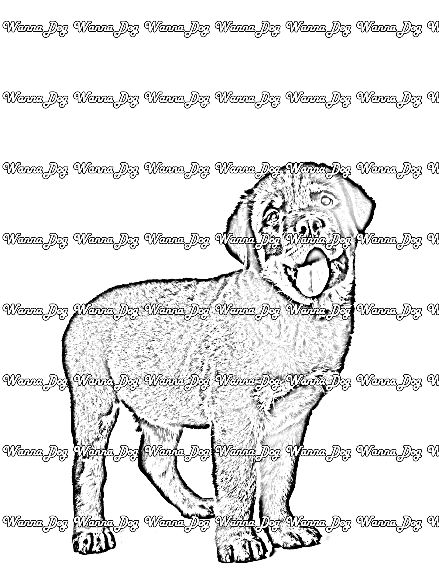 Rottweiler Puppy Coloring Page of a Rottweiler Puppy with their tongue out